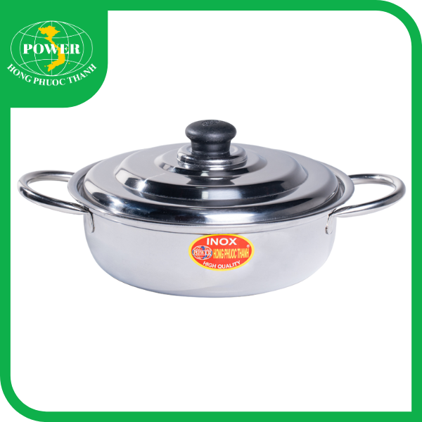 Lẩu quai ống nắp nút đen inox 430 giá sỉ