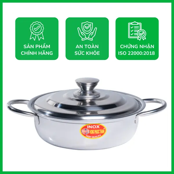 Lẩu quai ống nắp nút inox 430 chất lượng cao