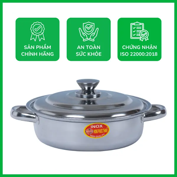 Lẩu inox quai tròn nắp inox