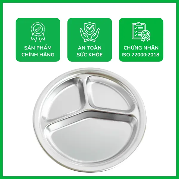 Khay cơm 3 ngăn inox 201 cao cấp