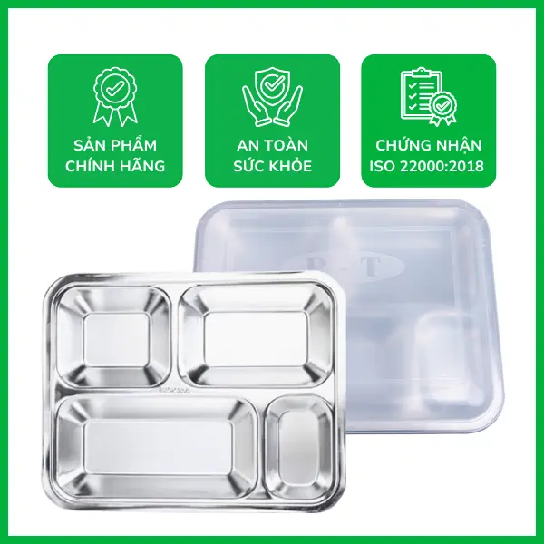 Khay cơm 4 ngăn nhỏ inox 201 chất lượng cao