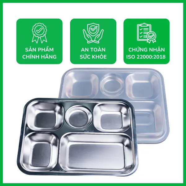 Khay cơm 5 ngăn nhỏ inox 304 giá rè, chính hãng
