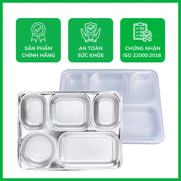 Khay cơm 5 ngăn sâu lớn inox 201 giá tốt