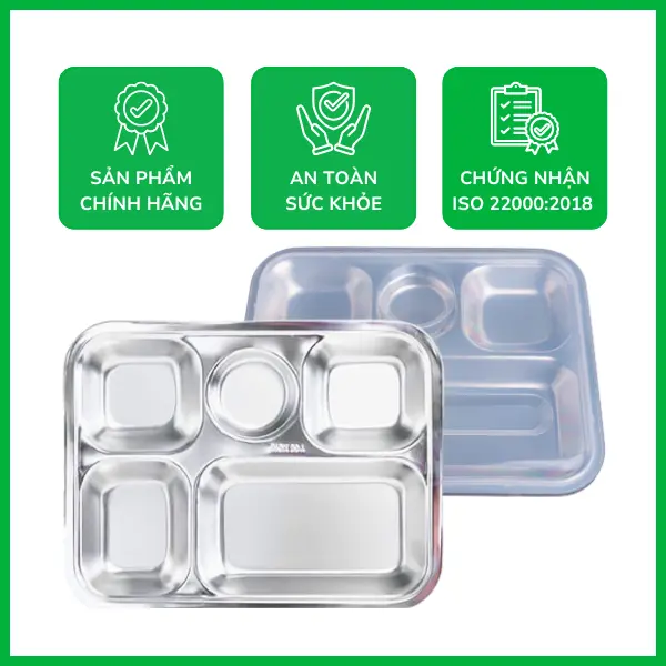 Khay cơm 5 ngăn nhỏ inox 201 chất lượng