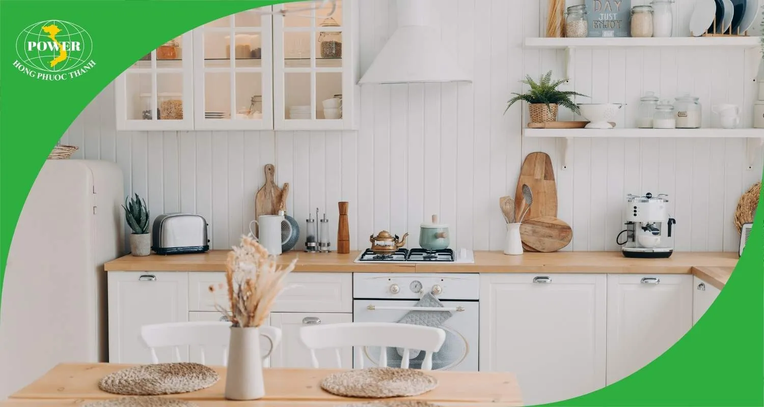 Bếp hiện đại với tone trắng