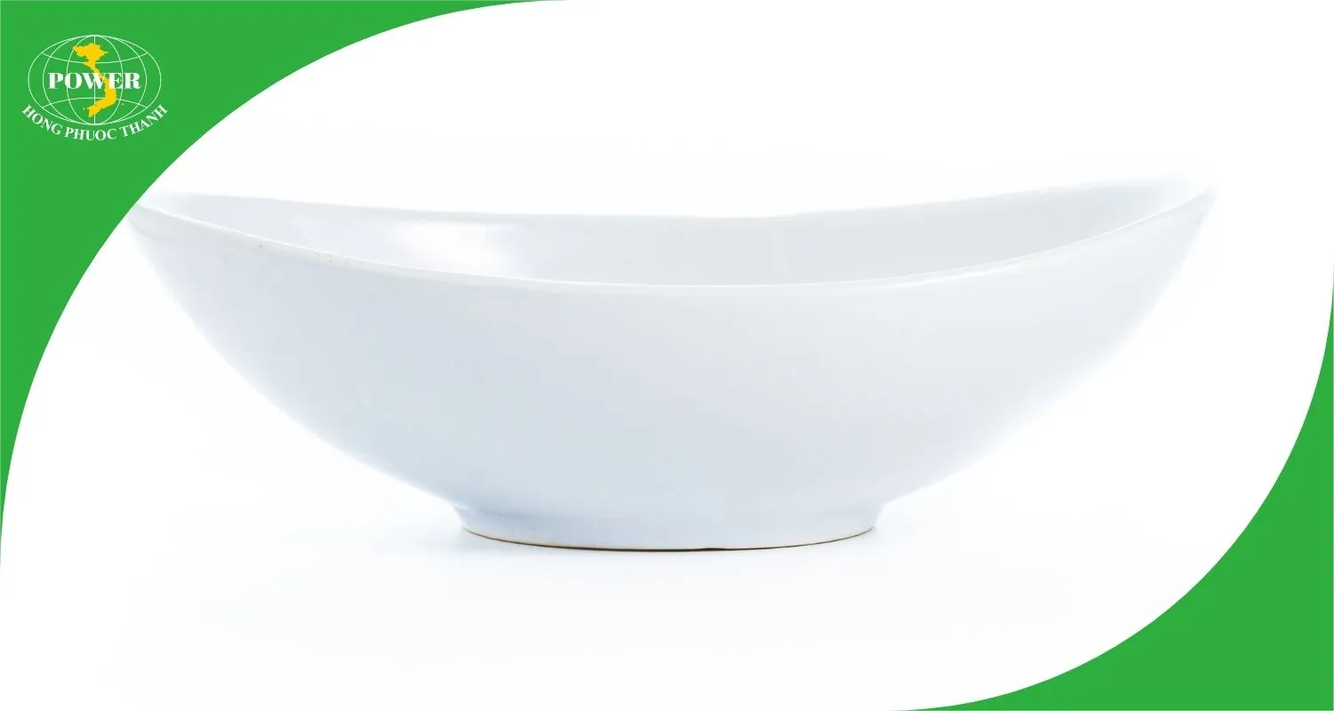 Bát đĩa hình oval trắng