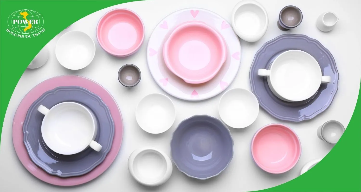 Bộ bát đĩa men loang mày pastel