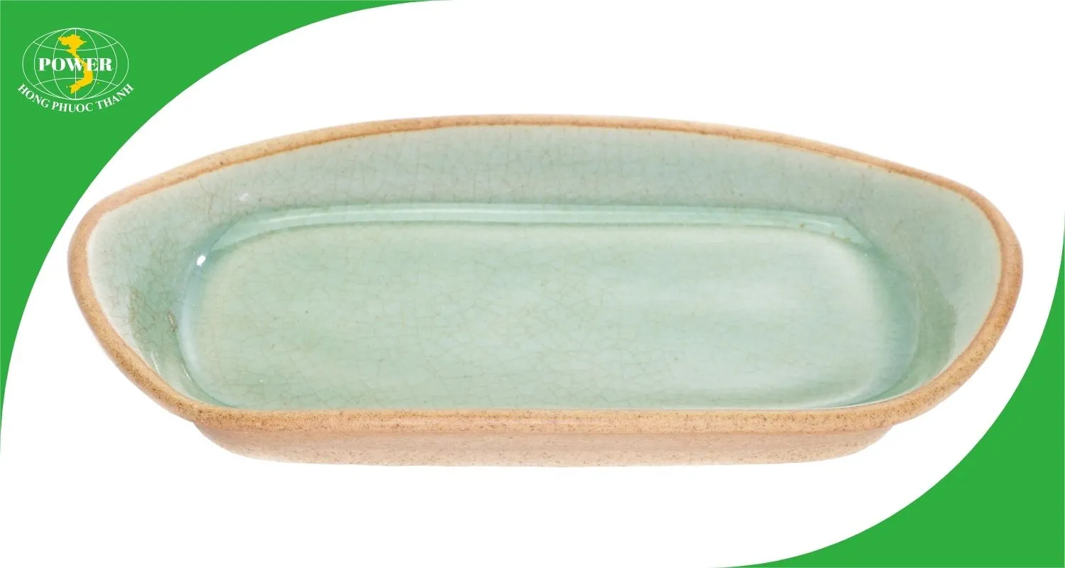 Bát đĩa sứ men ngọc dạng hình chữ nhật