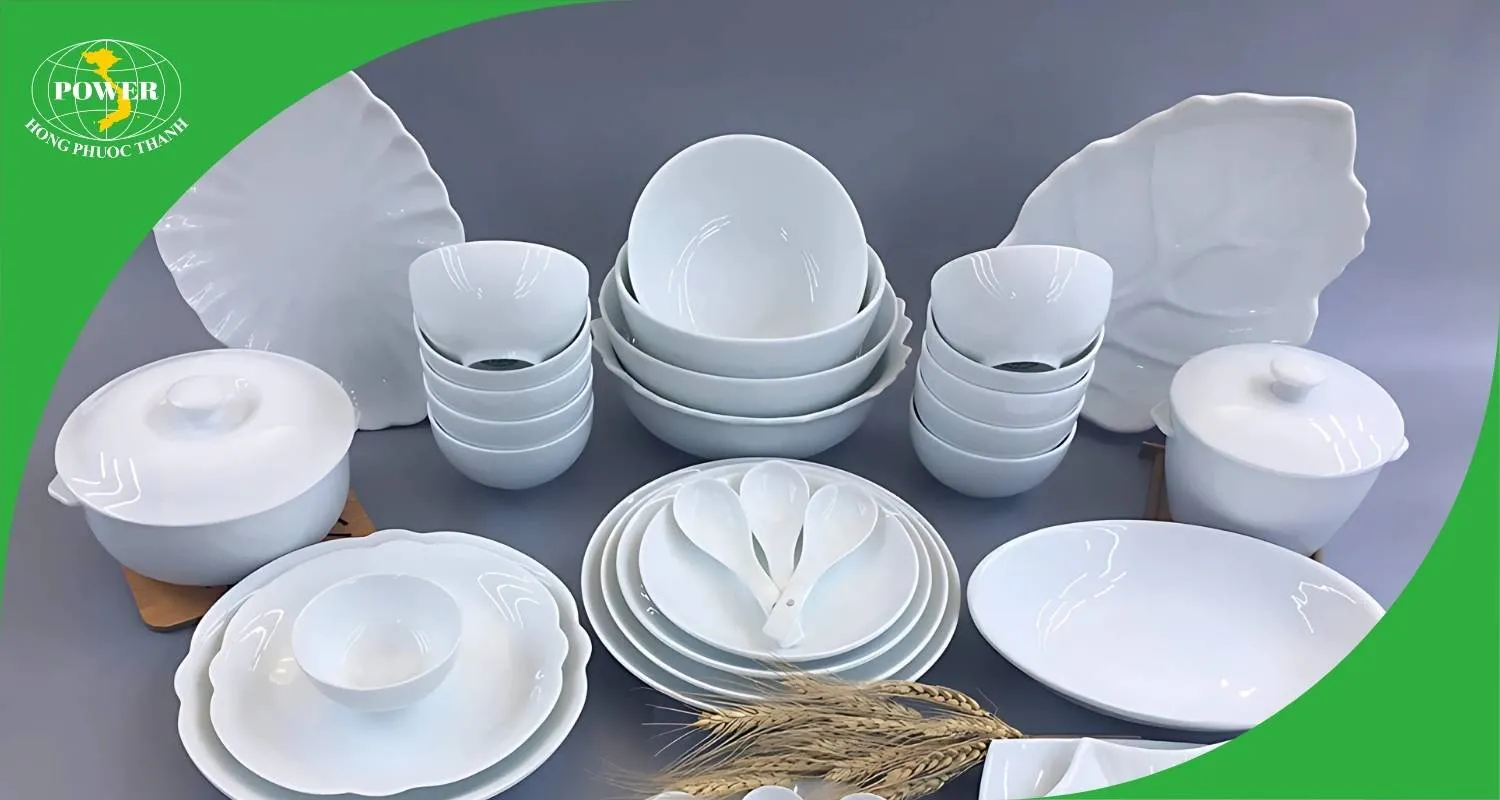 Bộ Bát Tràng men trắng