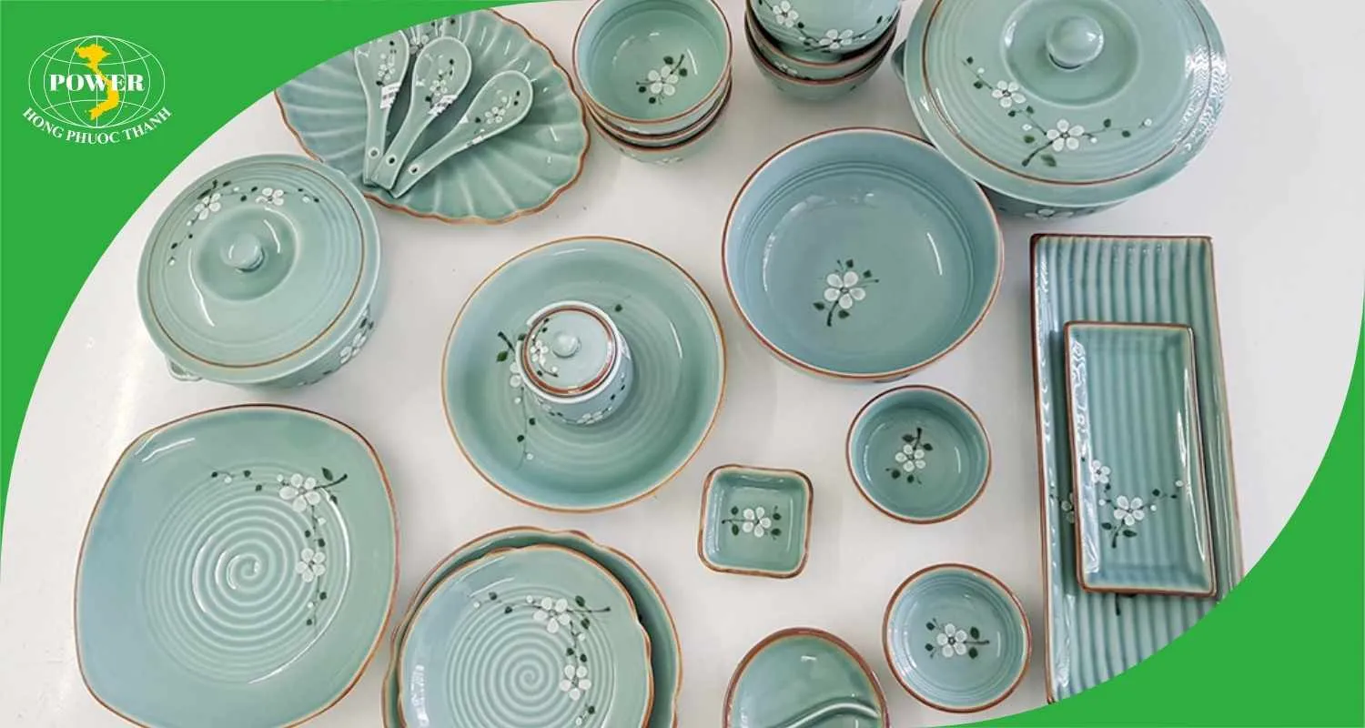 Bộ Bát Tràng men lam ngọc