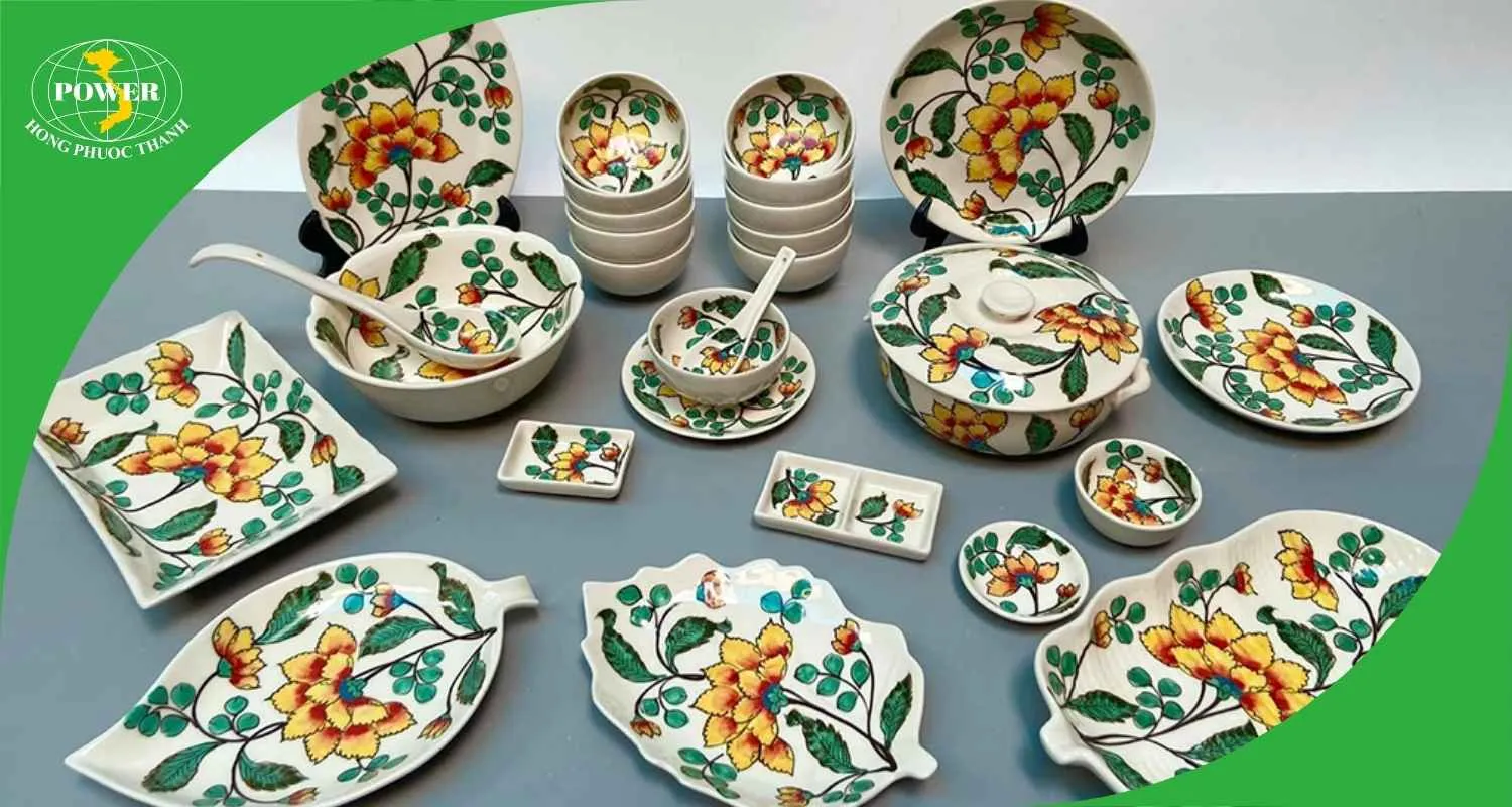 Bộ gốm sứ vẽ hoa phù dung