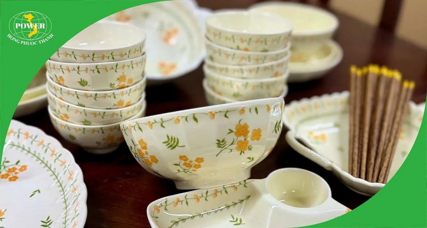 Bộ gốm hoa cúc vàng