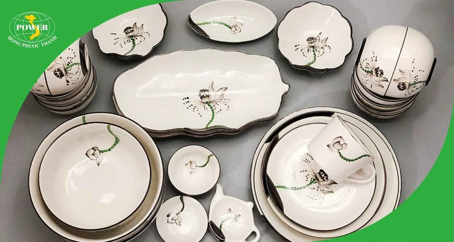 Bát đĩa Bát Tràng men mát