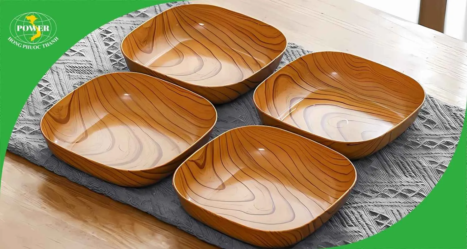 Bộ đĩa melamine họa tiết vân gỗ