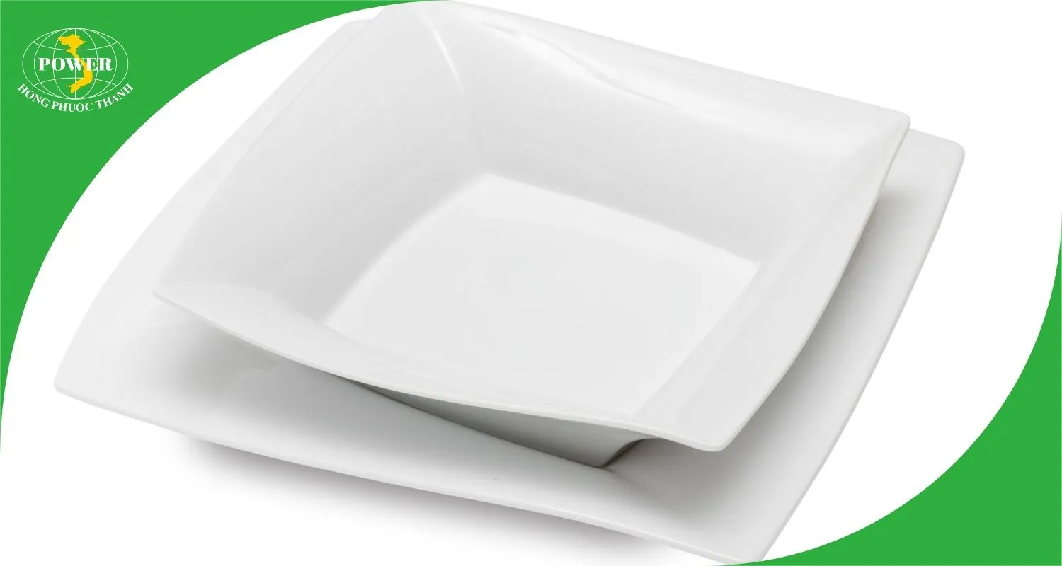 Bát đĩa sứ trắng vuông