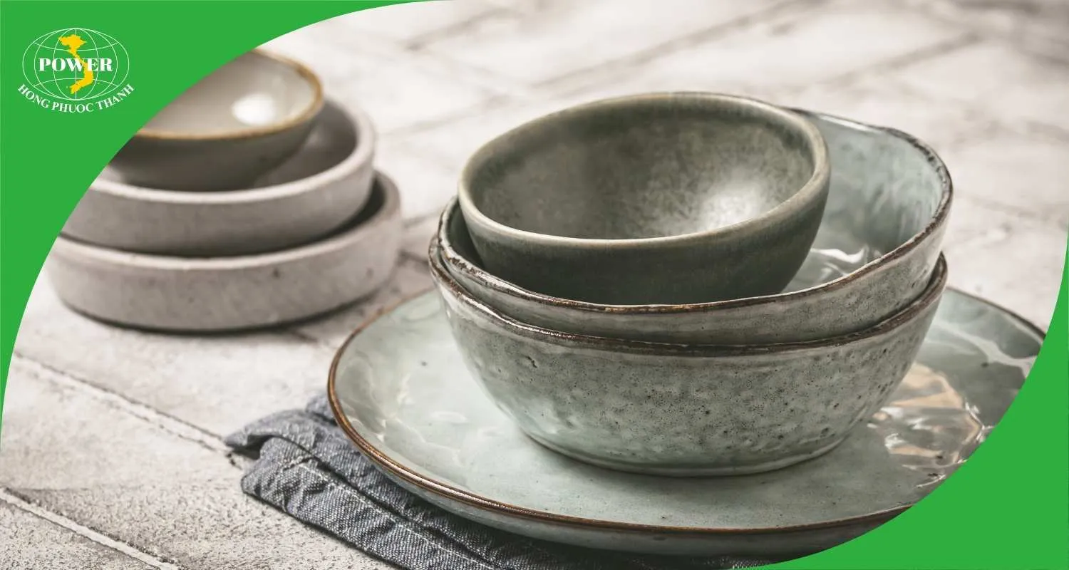 Bộ bát đĩa men đá xám tro